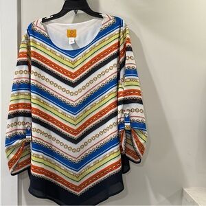 Ruby Rd. Multicolor Chevron Blouse